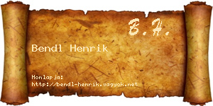 Bendl Henrik névjegykártya